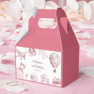 Toile De Jouy Pink Birthday Party Favor Box