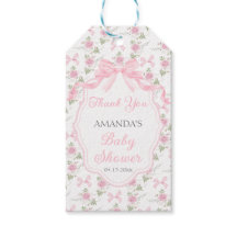 Toile De Jouy Pink Bow Girl Baby Shower Party