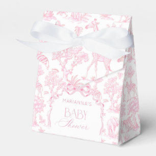 Toile de Jouy Safari animals Pink Bow elegant Favor Box