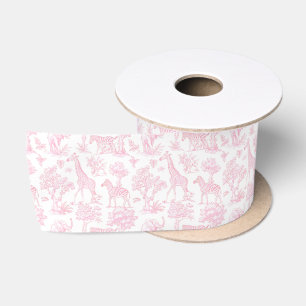 Toile de Jouy Safari animals pink elegant Satin Ribbon