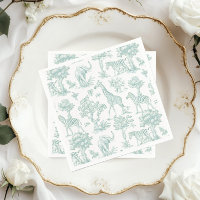 Toile de Jouy Safari animals Sage Baby shower