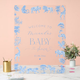 Toile De Jouy Safari Baby Shower Acrylic Sign