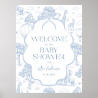 Toile De Jouy Safari Baby Shower Affiche de Bienve
