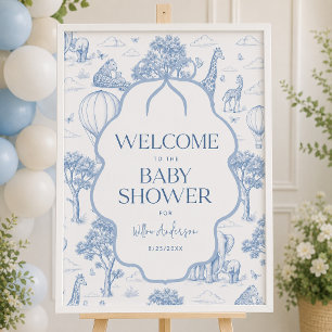 Toile De Jouy Safari Baby Shower Affiche de Bienve