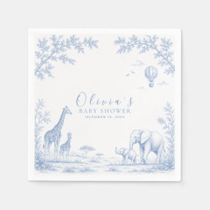 Toile De Jouy Safari Blue Baby Shower Paper Napkin