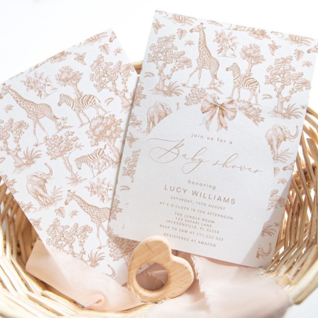 Toile de Jouy Safari gender neutral Baby shower Invitation (Creator Uploaded)