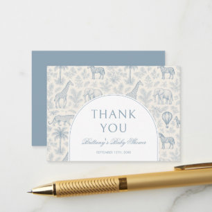 Toile De Jouy Safari Pastel Blue Baby Shower  Enclosure Card