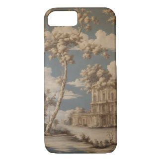 toile de jouy smoke nouveau art deco silver flas Case-Mate iPhone case