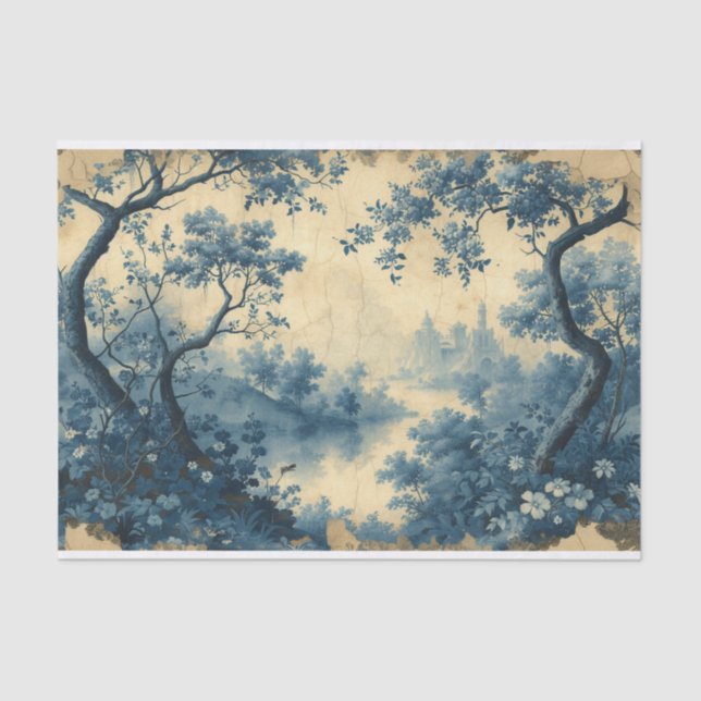 Toile de Jouy still waters landscape Tissue Paper (Front)