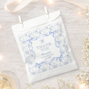 Toile De Jouy Teddy Bear Baby Shower Thank You Favour Bag