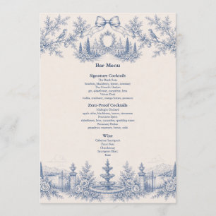 Toile de Jouy Venue Story Wedding Bar Menu