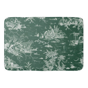 Toile de Jouy vert Bath Mat