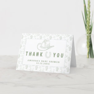Toile De Jouy Verte Baby Shower Cowboy Merci