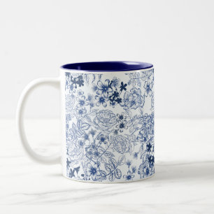 Toile-De-Jouy Vintage French Pattern Wedding  Two-Tone Coffee Mug