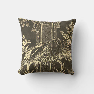 Toile de jouy Vintage Illustration Black White Throw Pillow