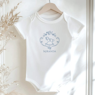 Toile de Jouy vintage Rocking horse baby shower Bodysuit