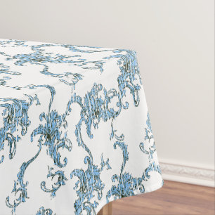 Toile de Joy. Floral. Blue.  Tablecloth