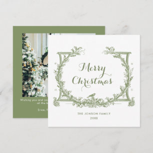 Toile De Juoy Sage Green Vintage Christmas Photo Holiday Card