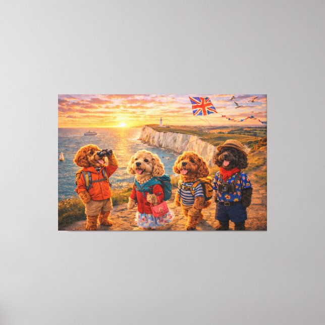 Toile de luxe représentant un Cockapoo sur la côte (Recto)