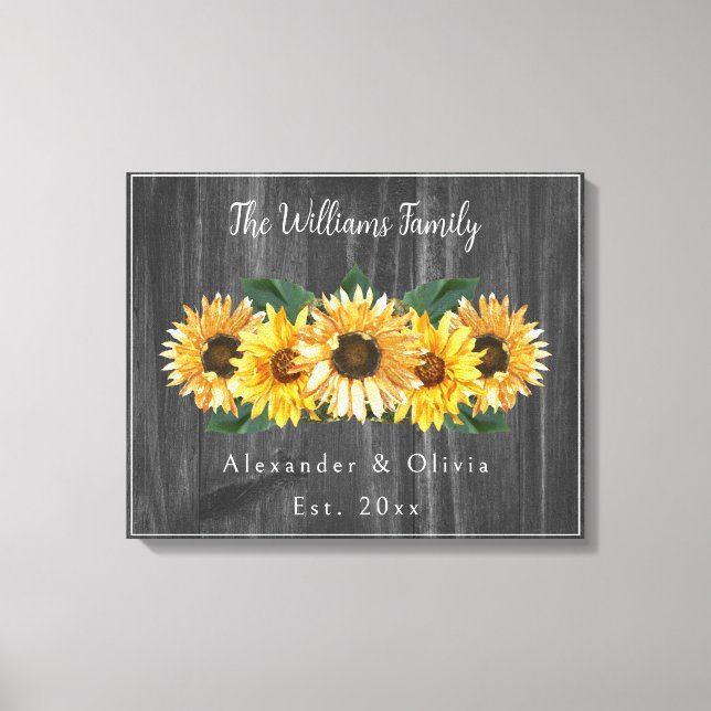 Toile de Mariage de tournesol Patiné rustique Impr (Recto)