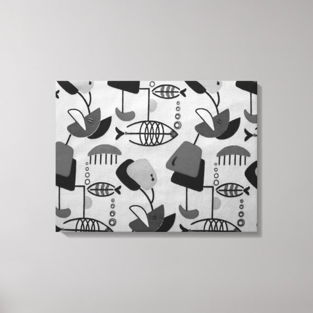 Toile de Motif atomique noir et blanc (Recto)
