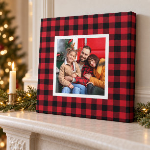 Toile de Noël de ferme à carreaux Buffalo rouge av