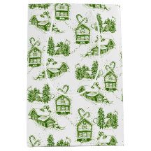 Toile de Noël neige | Sac cadeau vert