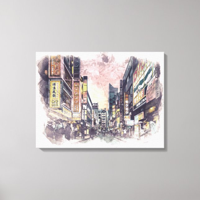 Toile de peinture à l'aquarelle Tokyo Japon (Recto)