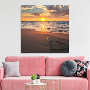 Toile de plage au coucher du soleil  Horizon océan