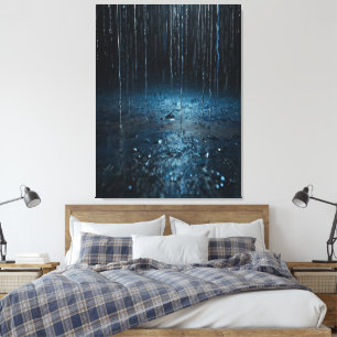 Toile de pluie artistique - Mur bleu argenté Abstr