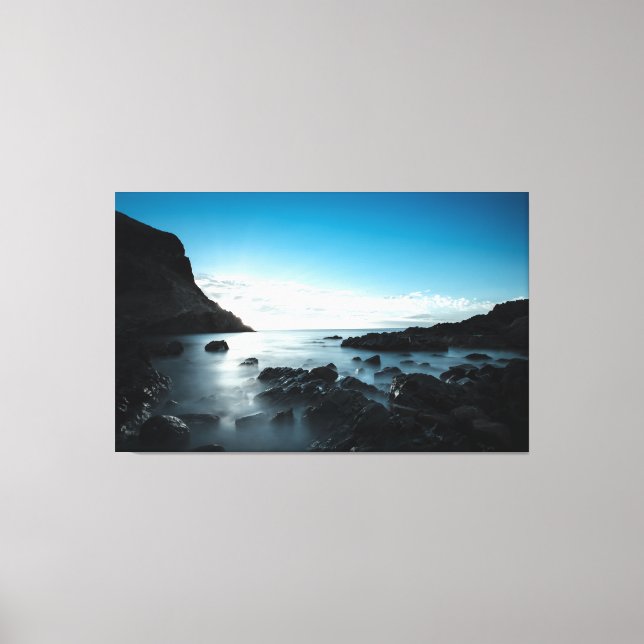 Toile de Triptyque Bleu Sunset Premium Emballé (Recto)