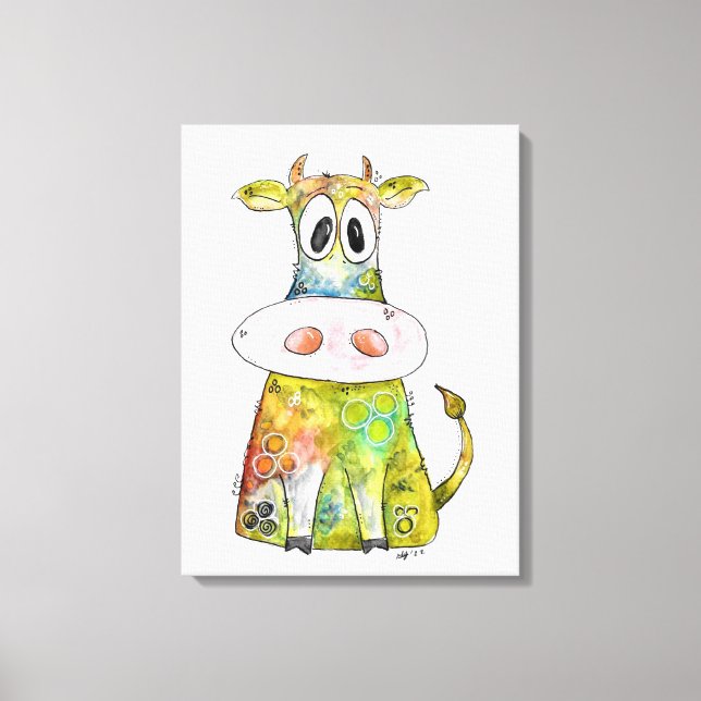 Toile de vache couleur blanc mignon Imprimer (Recto)
