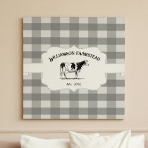Toile de vache de ferme Plaid Buffy Gris Imprimer