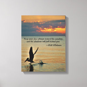 Toile décollage pélican au coucher du soleil Côte du Gol