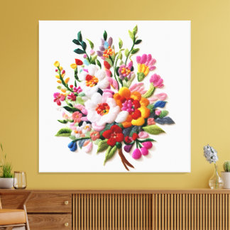 Toile Décor de mur à fleurs énergiques Art de géométrie