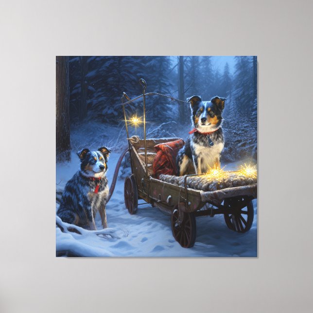 Toile Décor de Noël de l'hélier bleu neige (Recto)