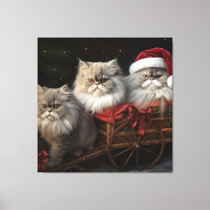 Toile Décor de Noël Perse Chat Snowy Sleigh