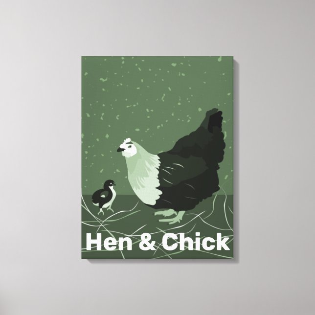 Toile Décor Mur De Cuisine Hen Et Chick Green (Recto)