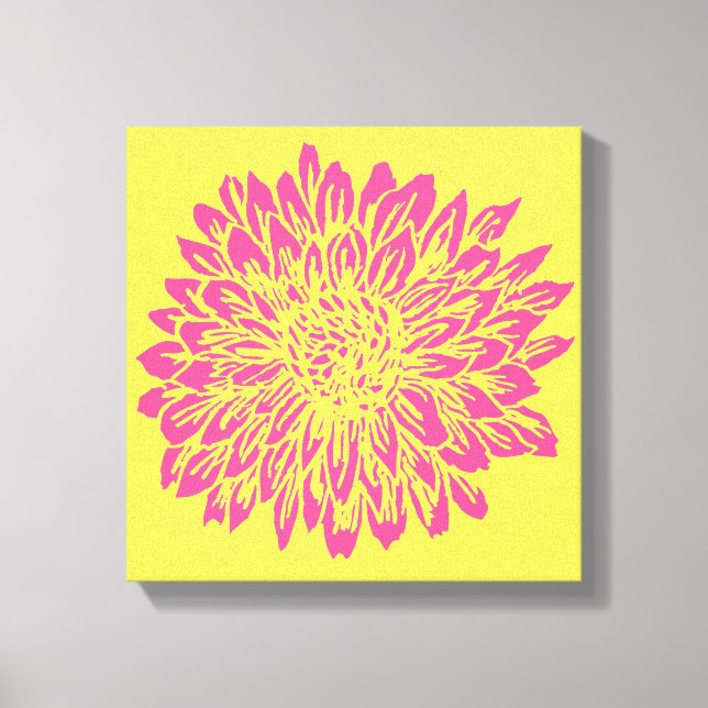 Toile Décor mural rose et jaune (Recto)