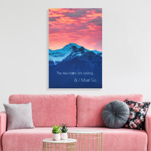 Toile Décor photo coucher de soleil sur les montagnes av