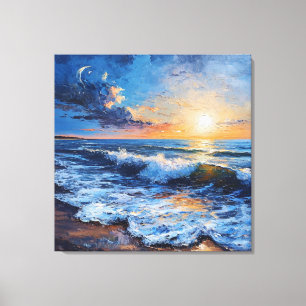 Toile 🌅 Décoration murale de coucher de soleil côtier p