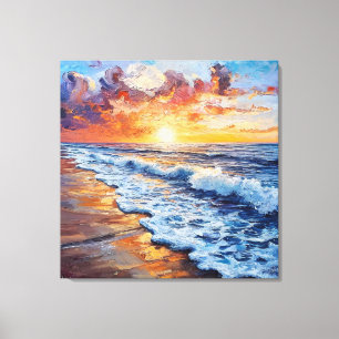 Toile 🌅 Décoration murale de l'océan au coucher du sole