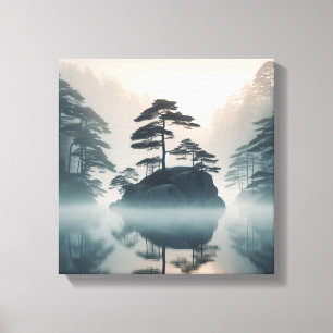 Toile Décoration murale Japandi Tranquillité du lac brum