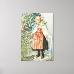 Toile Décorer l'arbre de Noël - Carl Larsson
