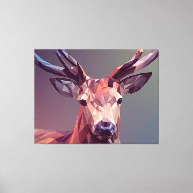 Toile Deer Polygons Art Design Graphic Animal Stag Postc (Recto)