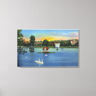 Toile Deering Oaks Fontaine et Duck House View