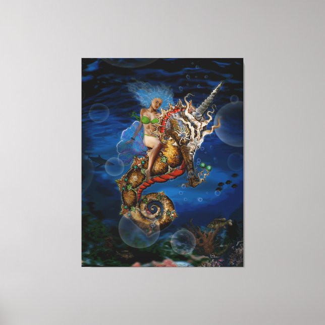 Toile Déesse Aqua sur Pegasus Unicorn Seahorse (Recto)