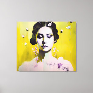 Toile Déesse de printemps Jaunes et roses