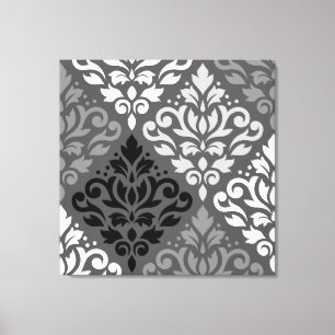 Toile Défiler Damask Large Off-Set Ptn BW & Grays