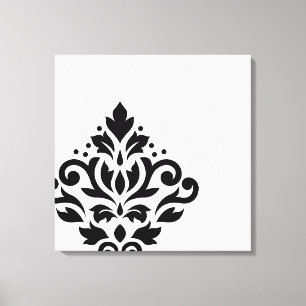 Toile Défiler Damask Off-set I Noir sur Blanc